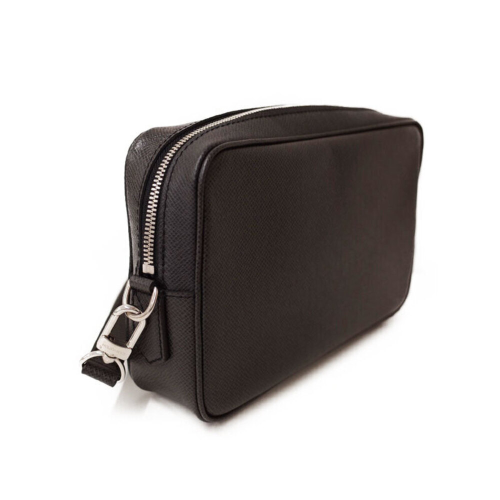 Louis Vuitton Shoulder Kasai Bag Pochette Leather Black Taiga